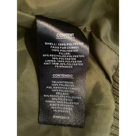 Cyn & Luca Women's Sustainable Bomber Jacket with Sherpa Trim Olive Green Color - Picture 7 of 7